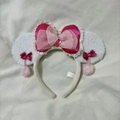 ディズニー カチューシャ イヤリング ホワイト ピンク