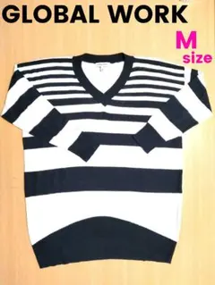 ☆在庫売り尽くしセール☆GLOBAL WORK ボーダーVネック長袖トップス M
