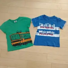 電車と乗り物プリント Tシャツ 110サイズ 2枚セット