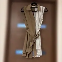 バイカラー ノースリーブ チュニック ストライプのサムネイル