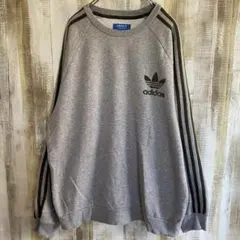 古着 アディダス スウェット グレーワンポイント メンズ レディース