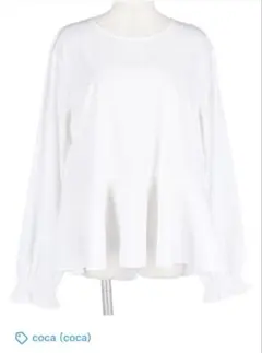 【フレアブラウス】coca ホワイト　長袖シャツ 薄手　サイズ L