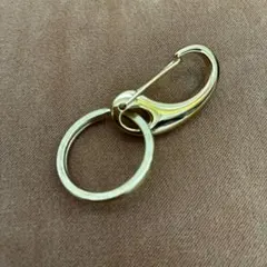 真鍮 勾玉カラビナキーホルダー（ミニ） ソリッドブラス ダブルリング