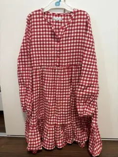 【美品】TOMMY HILFIGER 七分袖チェックワンピース 152