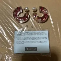押し花　フープ　ピアス　ピンク