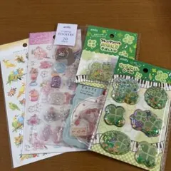 最終価格フレークシール、カプセルシール、おはじきシール お花、スイーツ6枚セット