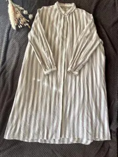 サマンサモスモス ストライプ シャツワンピース　綿・麻