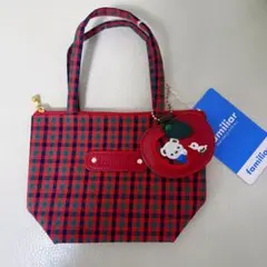 familiar 赤黒チェック ミニトートバッグ