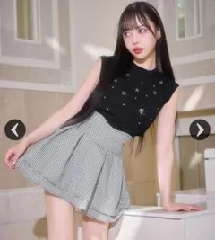 美脚ギンガムチェックスカート（インナーパンツ付き） XS