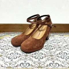 スエード調スクエアトゥパンプス