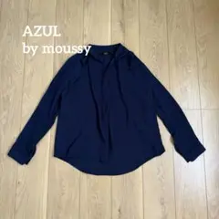 アズールバイマウジー AZUL スキッパー ブラウス とろみ 長袖 ネイビー Mのサムネイル