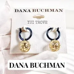 【D2504】DANA BUCHMAN ゴールド/ネイビー/ フープ/ピアス