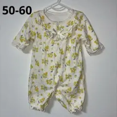 長袖花柄ロンパース 50-60cm フリル付き
