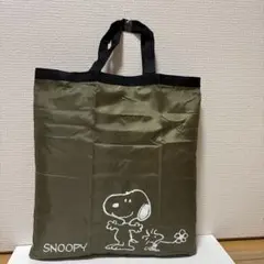 SNOOPY エコバッグ カーキ 折りたたみ コンパクト　大きめ　大容量のサムネイル