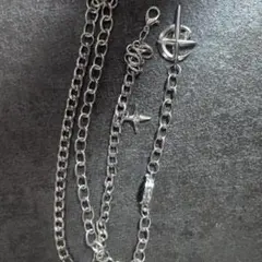 シルバー 多重チェーン ネックレス 星形チャーム