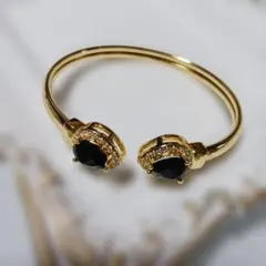 バングル ブラックストーン　ゴールドカラー