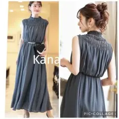 Kana デコルテシャーリングシフォンドレス　ノースリーブ　オケージョン　ワンピのサムネイル