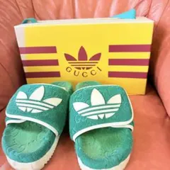 adidas×GUCCI アディレッタ スライドサンダル ブルー 9 - メルカリ