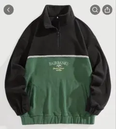 ハーフジップトレーナー ブラック/グリーン