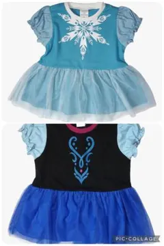 ディズニー　アナ雪なりきり 半袖ワンピース エルサ　アナ　2点セット