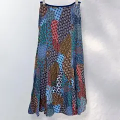 ケービーエフ KBF 総柄 ロングフレアスカート エスニック 可愛い《i370