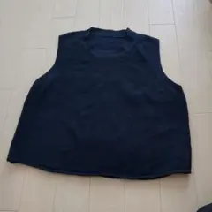ネイビー ノースリーブ ニットベスト