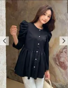 未使用 バースデーバッシュ　PEARL BUTTON PEPLUM TOPS
