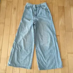 GU レディース ワイドデニムパンツ ライトブルー Mサイズ