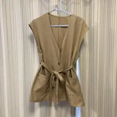 GU ベージュ ノースリーブ ベスト ジレ