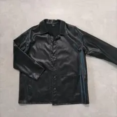 SHEIN ブラック レザー風 シャツジャケット L