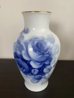 陶磁器 花瓶 ブルーローズ 金彩縁のサムネイル
