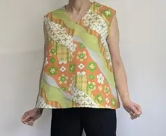 着物リメイク 大人かわいい Vネック プルオーバー 反物から