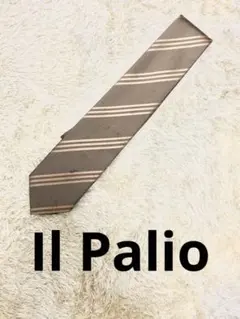 Il Palio（イル・パリオ）ストライプ柄ネクタイ ブラウン/ベージュ シルク