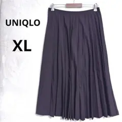 美品 UNIQLO XL アコーディオンプリーツスカート ボルドー ウエストゴム