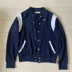 メゾンキツネ Teddy Tricolor スウェットスタジャン ネイビー S