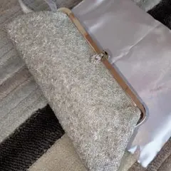 シルバー ビーズ装飾 クラッチバッグ