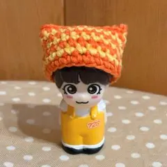 なにわ男子　指人形　ネコ耳ニット帽　ボーダー　オレンジ