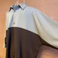 バイカラー長袖シャツ グレーと黒