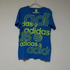 adidas 半袖Tシャツ ブルー グリーン ドット柄/ボーダー/スター L