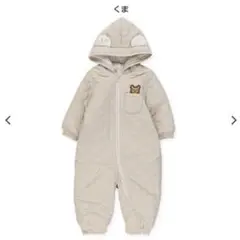 キルティング耳付きフードくま　ジャンプスーツ 90、ハートボア 90、2点セット