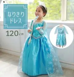 エルサ風　ドレス　プリンセス　120 仮装　衣装　ハロウィン　誕生日　キッズ