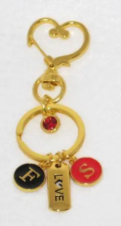 イニシャルキーホルダー with 誕生石（ラインストーン）付き