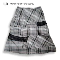 t.b センソユニコ チェック　レース スカート　グレーチェックのサムネイル