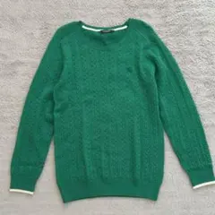 美品★バーバリーブラックレーベル　ケーブルニット セーター グリーン L　羊毛