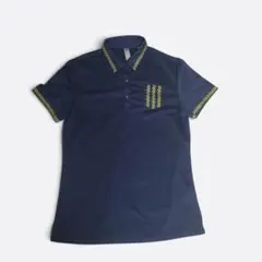 【美品】adidas レディース ゴルフ ポロシャツ L ネイビー×イエロー