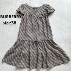 バーバリーブルーレーベル　ミニワンピース　チュニック　ノバチェック　腰ひも　ロゴ