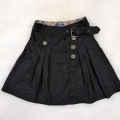 バーバリーブルーレーベル　 フレアスカート　ノバチェック　ベルト　Y2K　黒