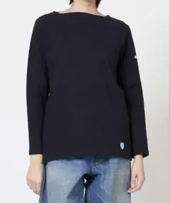 オーシバル ボートネック コットンロード フレンチバスクシャツ(黒)