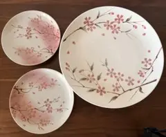 たち吉 桜模様の陶器皿 大小3枚セット 28cm