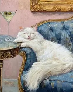 ダイヤモンドアートキット(猫とカクテル)30x40cm
